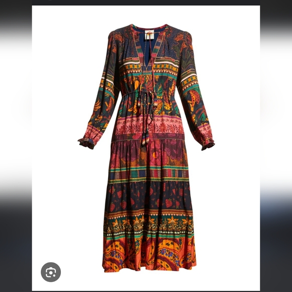 FARM Rio Mixed Patchwork Midi Dress Size S - Picture 5 of 6
